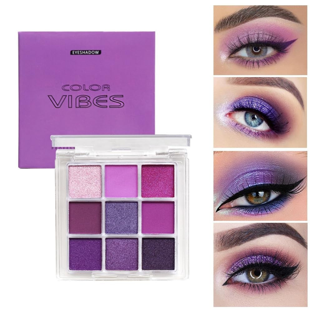 9 Colors Eyeshadow Palette - Purple Theme, High Pigmented