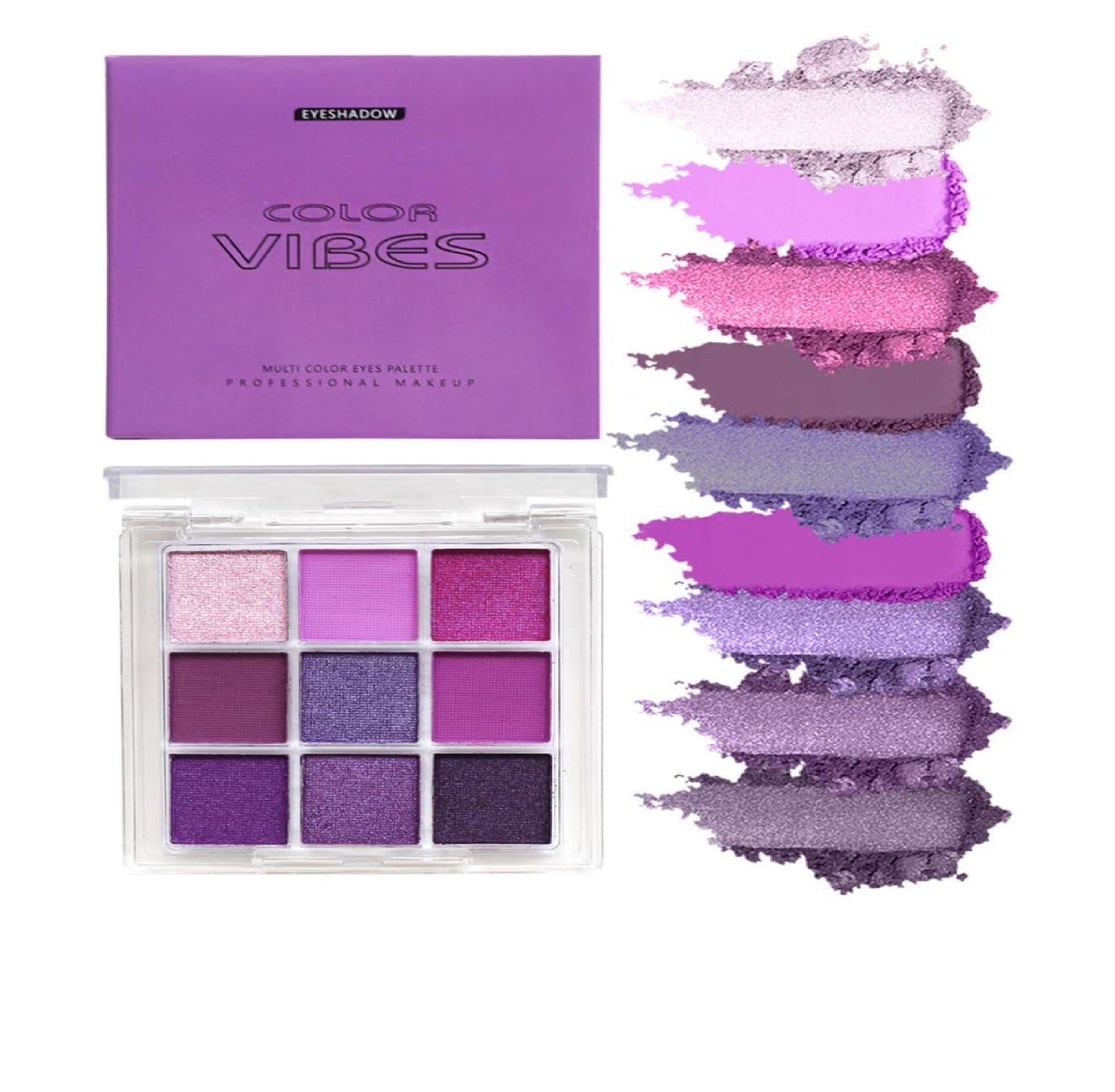 9 Colors Eyeshadow Palette - Purple Theme, High Pigmented