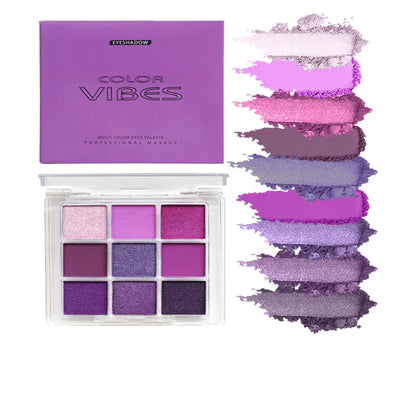 9 Colors Eyeshadow Palette - Purple Theme, High Pigmented